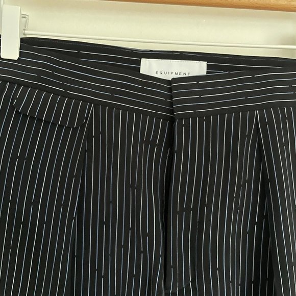 Equipment Pleated Black Silk Striped Pants - Picture 6 of 10